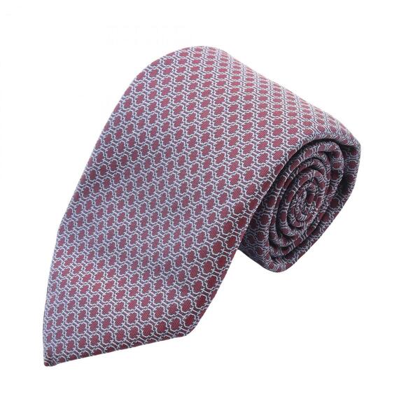 Hermes Hermès silk tie for men in burgundy and blue.